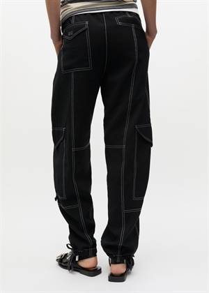Light slub high waist pocket pant Black F8807 Ganni